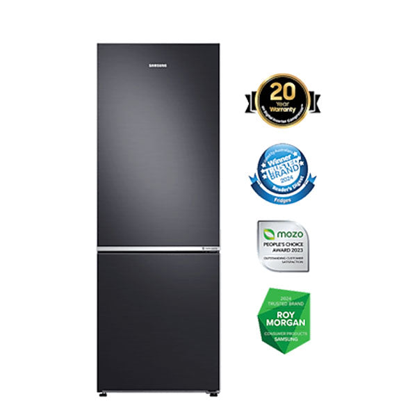 Samsung 310L Bottom Mount Refrigerator in elegant matte black